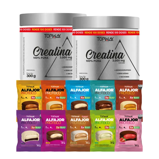 Kit Duo Creatina com 10 alfajores proteicos