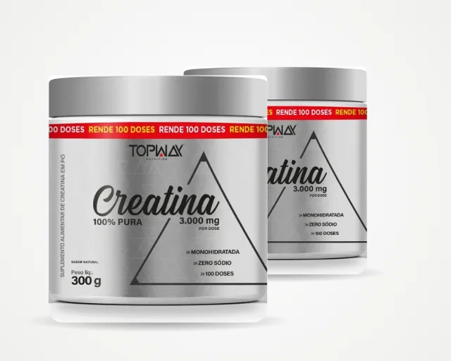 Dois potes de Creatina 100% Pura Topway de 300 g
